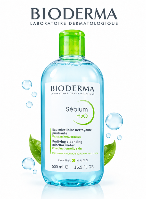 میسلار واتر پوست چرب و مختلط H2O بیوderma حجم 500 میل